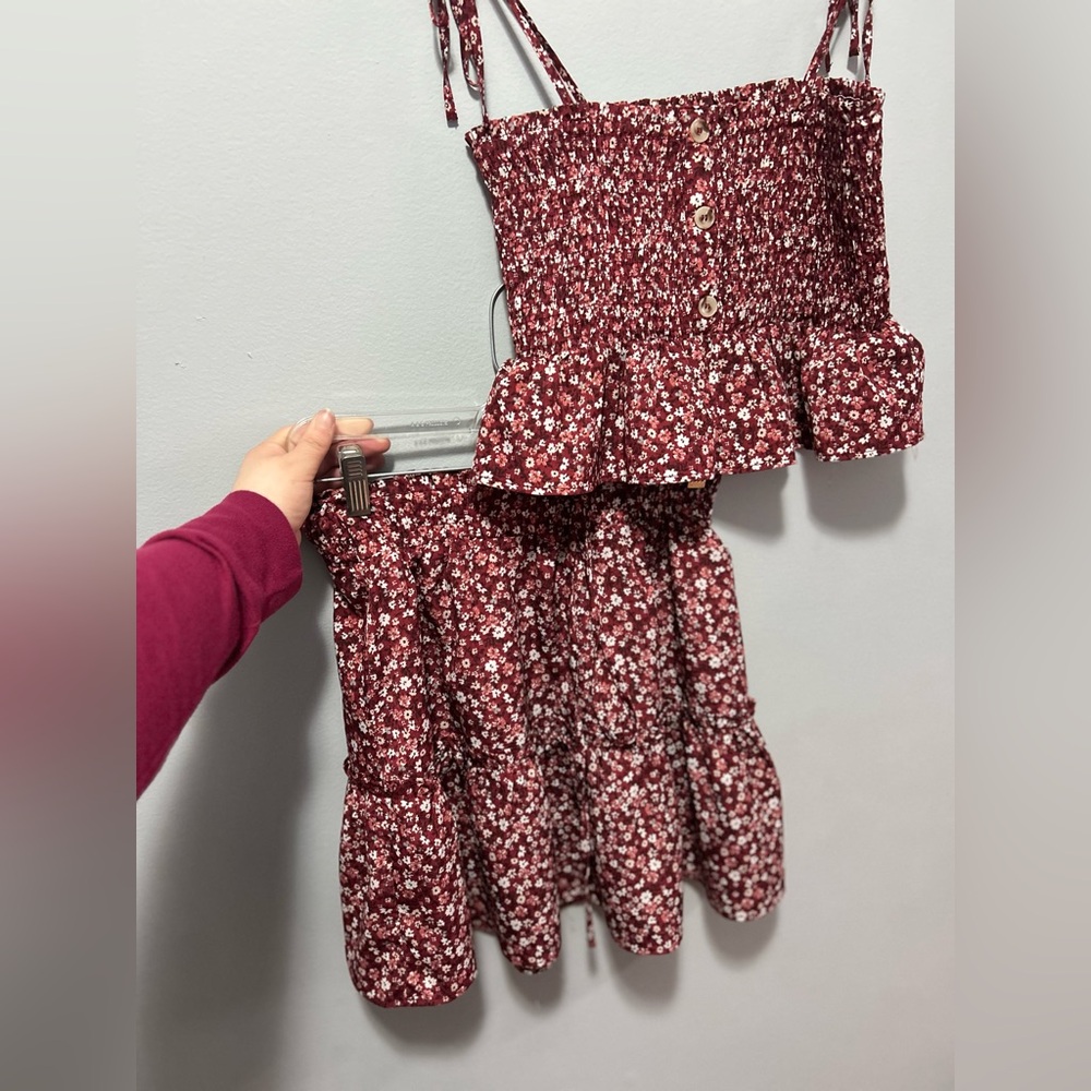 Paper Crane Floral Red Two-Piece Set
